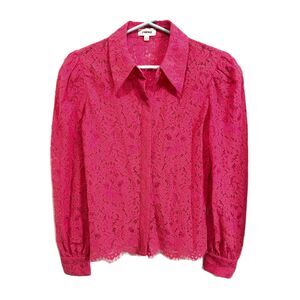 L'AGENCE Pink Lace Button Down Shirt